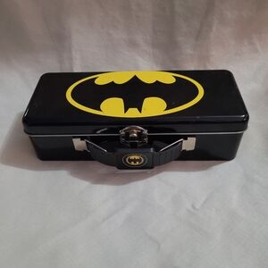 DC Comics Batman Black Tool Tin Pencil/Pen Case with Handle Latch & Hinge